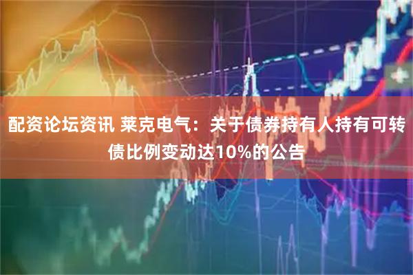 配资论坛资讯 莱克电气：关于债券持有人持有可转债比例变动达10%的公告